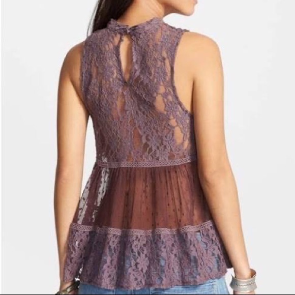 Free People high neck lace detail top - Picture 2 of 3